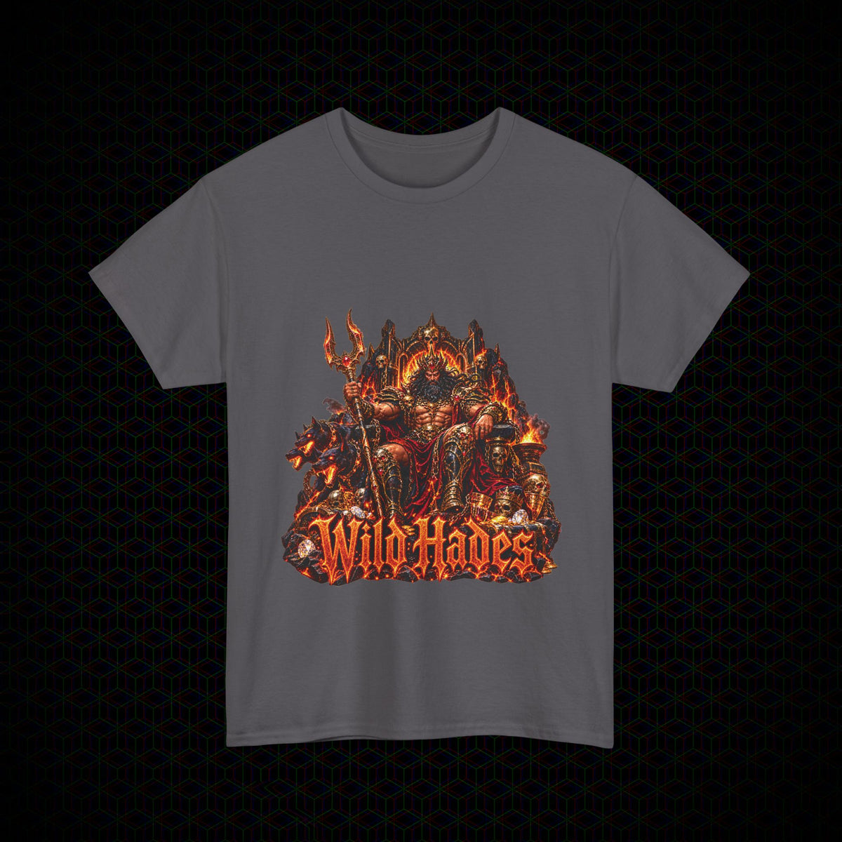 Treasure of the Underworld graphic Wild Hades heavy cotton tee, front view