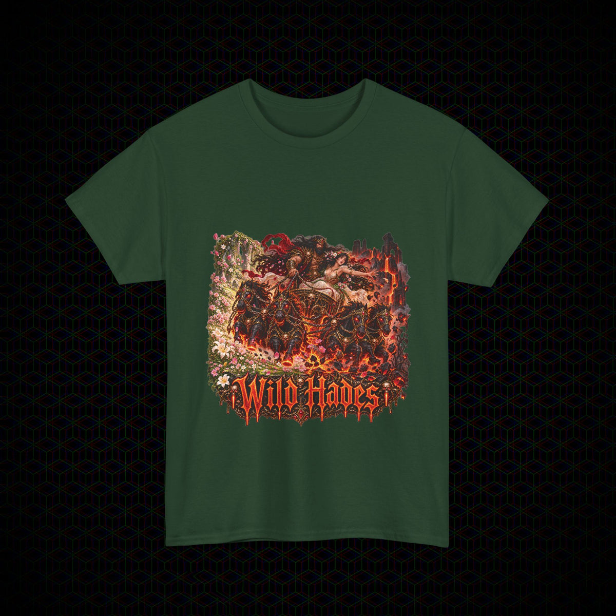 Taking of Persephone chariot graphic Wild Hades Gildan 5000 tee, alternate view 4