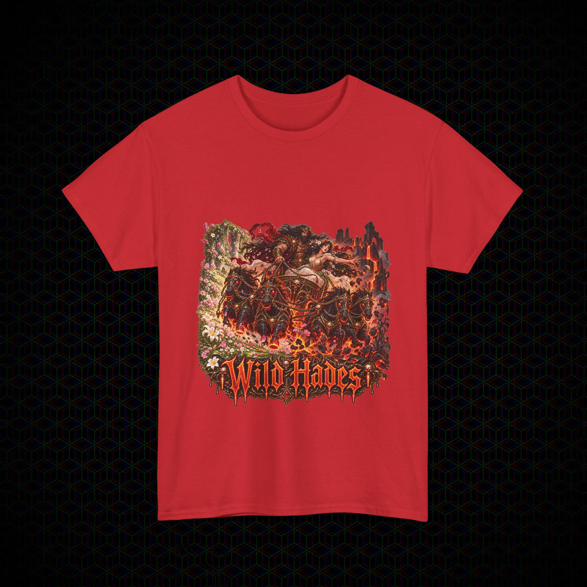 Taking of Persephone chariot graphic Wild Hades Gildan 5000 tee, alternate view 7