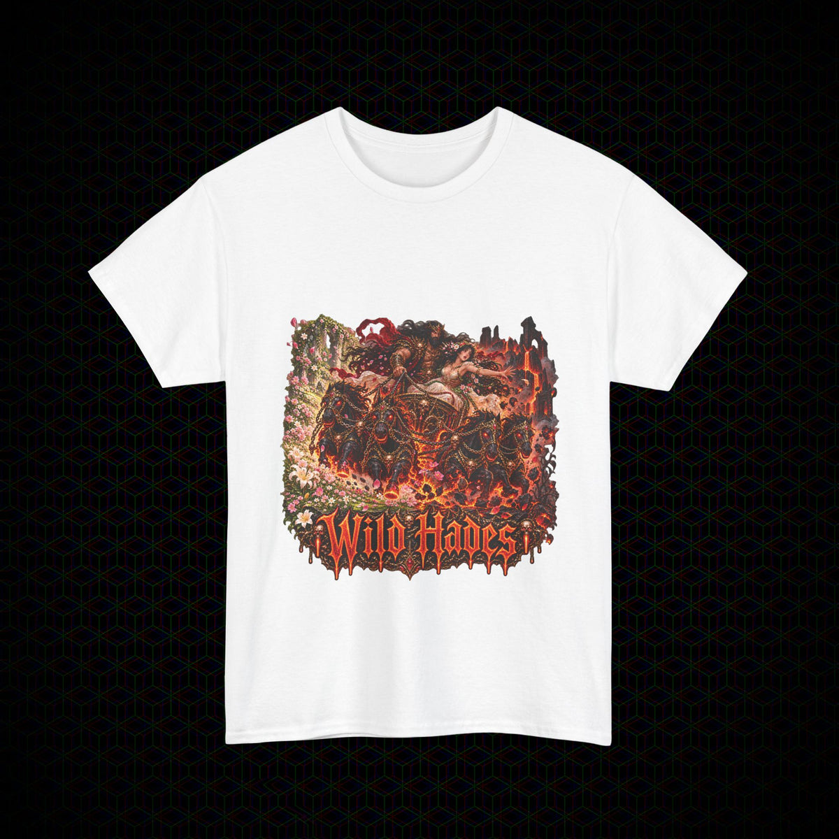 Taking of Persephone chariot graphic Wild Hades Gildan 5000 tee, alternate view 3