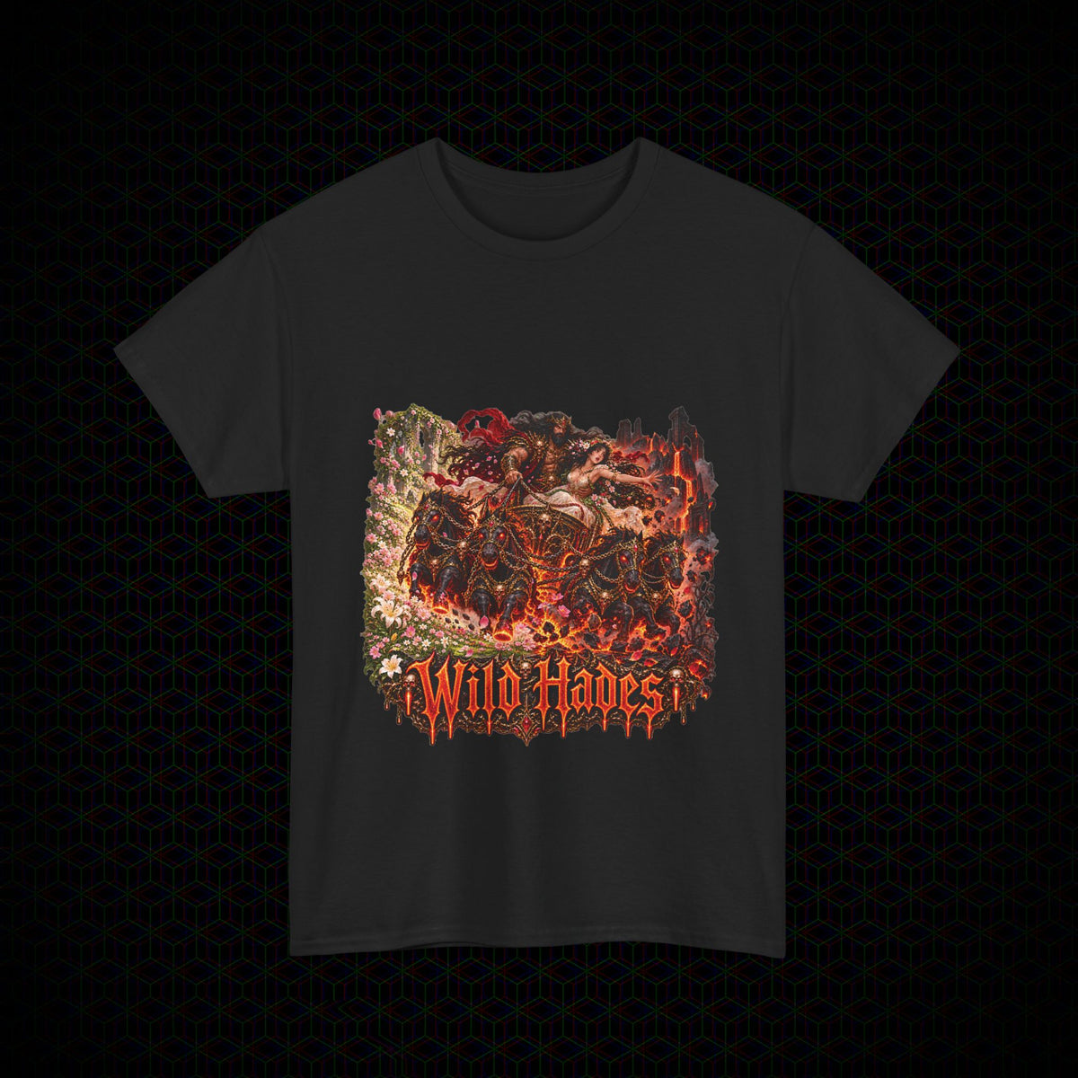 Taking of Persephone chariot graphic Wild Hades Gildan 5000 tee, alternate view 2
