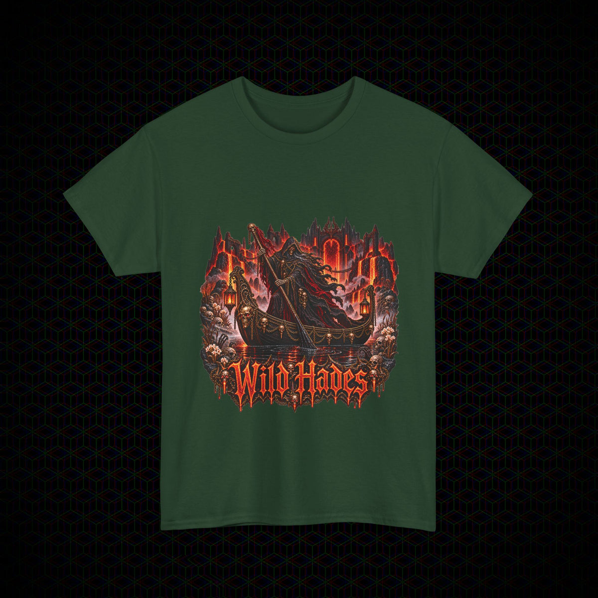 Stygian Crossing Charon ferryman graphic Wild Hades Gildan 5000 tee, alternate view 4